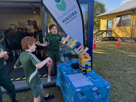 Jenga with Terrace Primary students